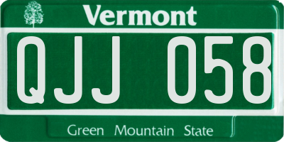 VT license plate QJJ058