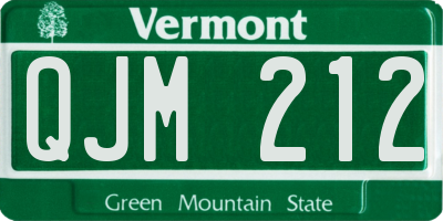 VT license plate QJM212