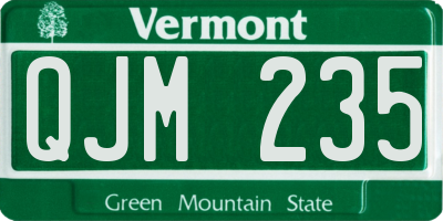 VT license plate QJM235