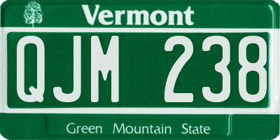 VT license plate QJM238