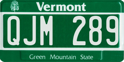 VT license plate QJM289