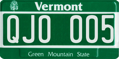 VT license plate QJO005