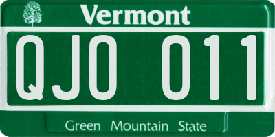 VT license plate QJO011