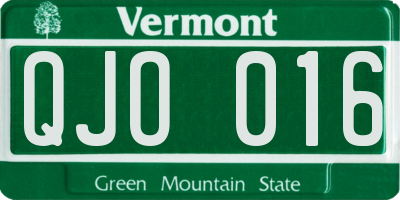VT license plate QJO016
