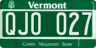 VT license plate QJO027