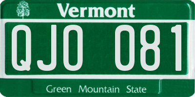 VT license plate QJO081