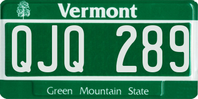 VT license plate QJQ289