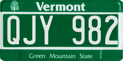 VT license plate QJY982