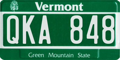 VT license plate QKA848