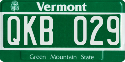 VT license plate QKB029