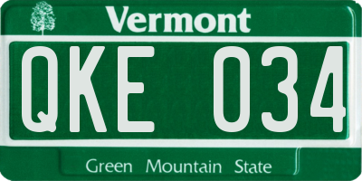 VT license plate QKE034
