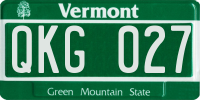 VT license plate QKG027
