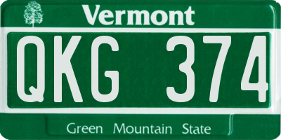 VT license plate QKG374