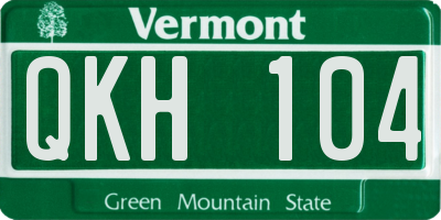 VT license plate QKH104
