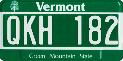 VT license plate QKH182