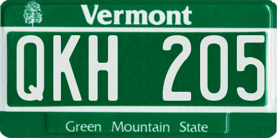 VT license plate QKH205