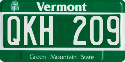 VT license plate QKH209