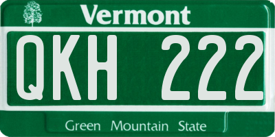 VT license plate QKH222