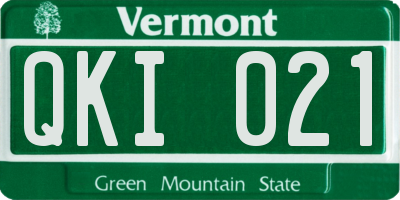 VT license plate QKI021