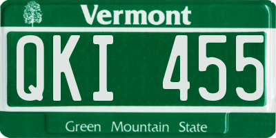 VT license plate QKI455
