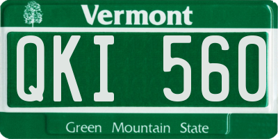 VT license plate QKI560