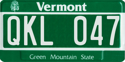 VT license plate QKL047