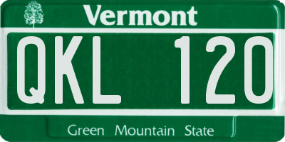 VT license plate QKL120