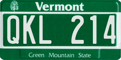 VT license plate QKL214