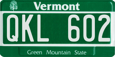 VT license plate QKL602