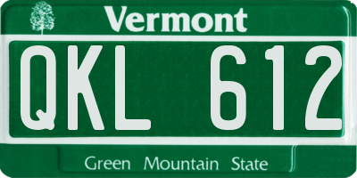 VT license plate QKL612