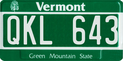 VT license plate QKL643