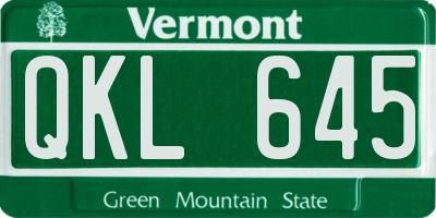 VT license plate QKL645