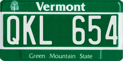 VT license plate QKL654