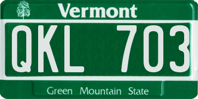 VT license plate QKL703