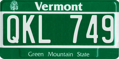 VT license plate QKL749