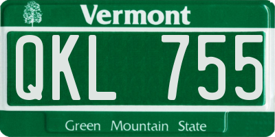VT license plate QKL755