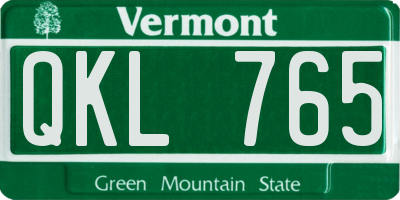 VT license plate QKL765