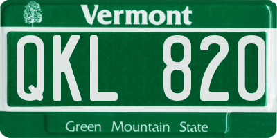 VT license plate QKL820