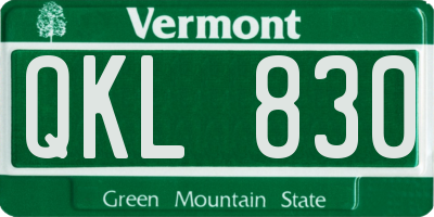 VT license plate QKL830