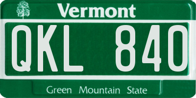 VT license plate QKL840