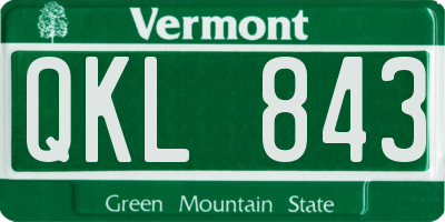VT license plate QKL843