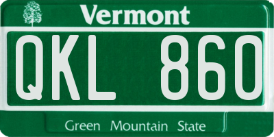 VT license plate QKL860