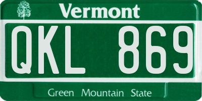 VT license plate QKL869