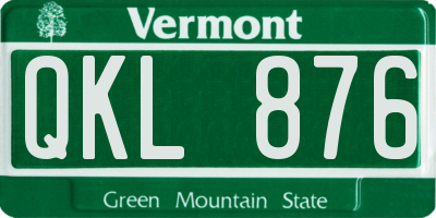 VT license plate QKL876