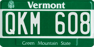 VT license plate QKM608