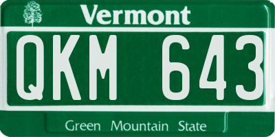 VT license plate QKM643