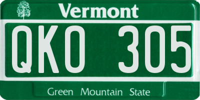 VT license plate QKO305