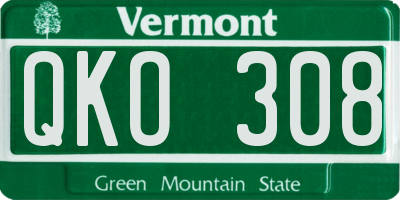 VT license plate QKO308