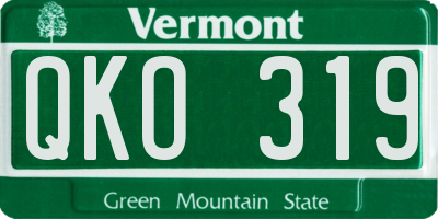 VT license plate QKO319