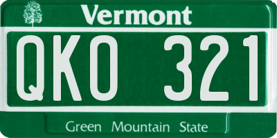 VT license plate QKO321